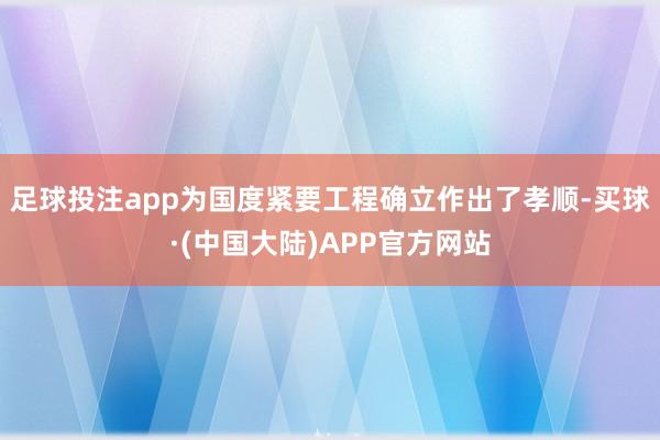 足球投注app为国度紧要工程确立作出了孝顺-买球·(中国大陆)APP官方网站