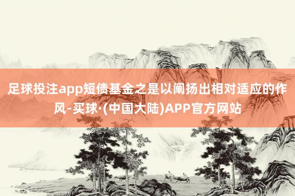 足球投注app　　短债基金之是以阐扬出相对适应的作风-买球·(中国大陆)APP官方网站