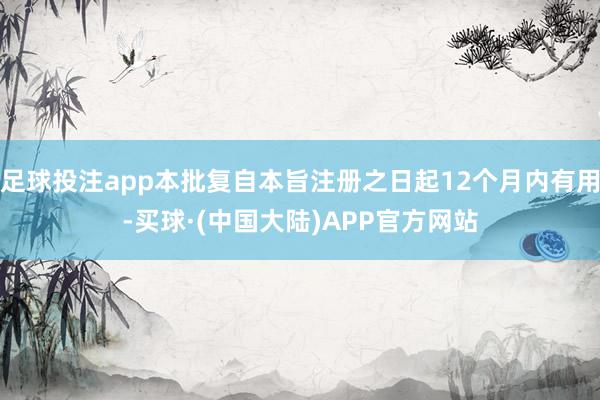 足球投注app本批复自本旨注册之日起12个月内有用-买球·(中国大陆)APP官方网站