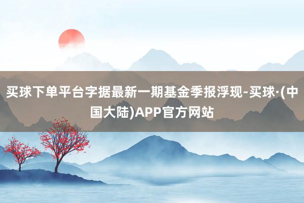 买球下单平台字据最新一期基金季报浮现-买球·(中国大陆)APP官方网站