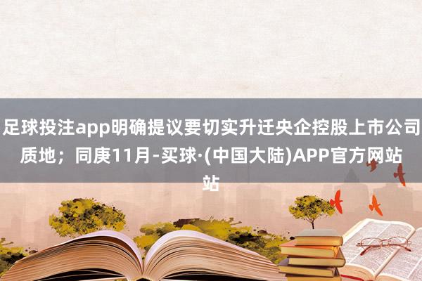 足球投注app明确提议要切实升迁央企控股上市公司质地；同庚11月-买球·(中国大陆)APP官方网站