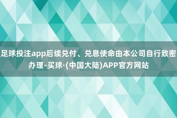 足球投注app后续兑付、兑息使命由本公司自行致密办理-买球·(中国大陆)APP官方网站