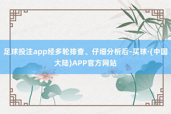 足球投注app经多轮排查、仔细分析后-买球·(中国大陆)APP官方网站